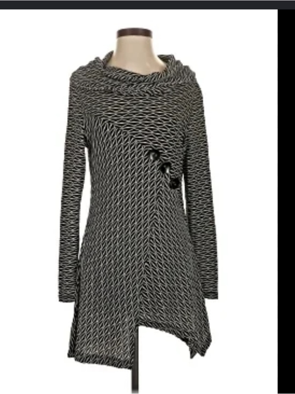 I.C. by Connie K. Lagenlook Black White Tunic dress button summer casual boho